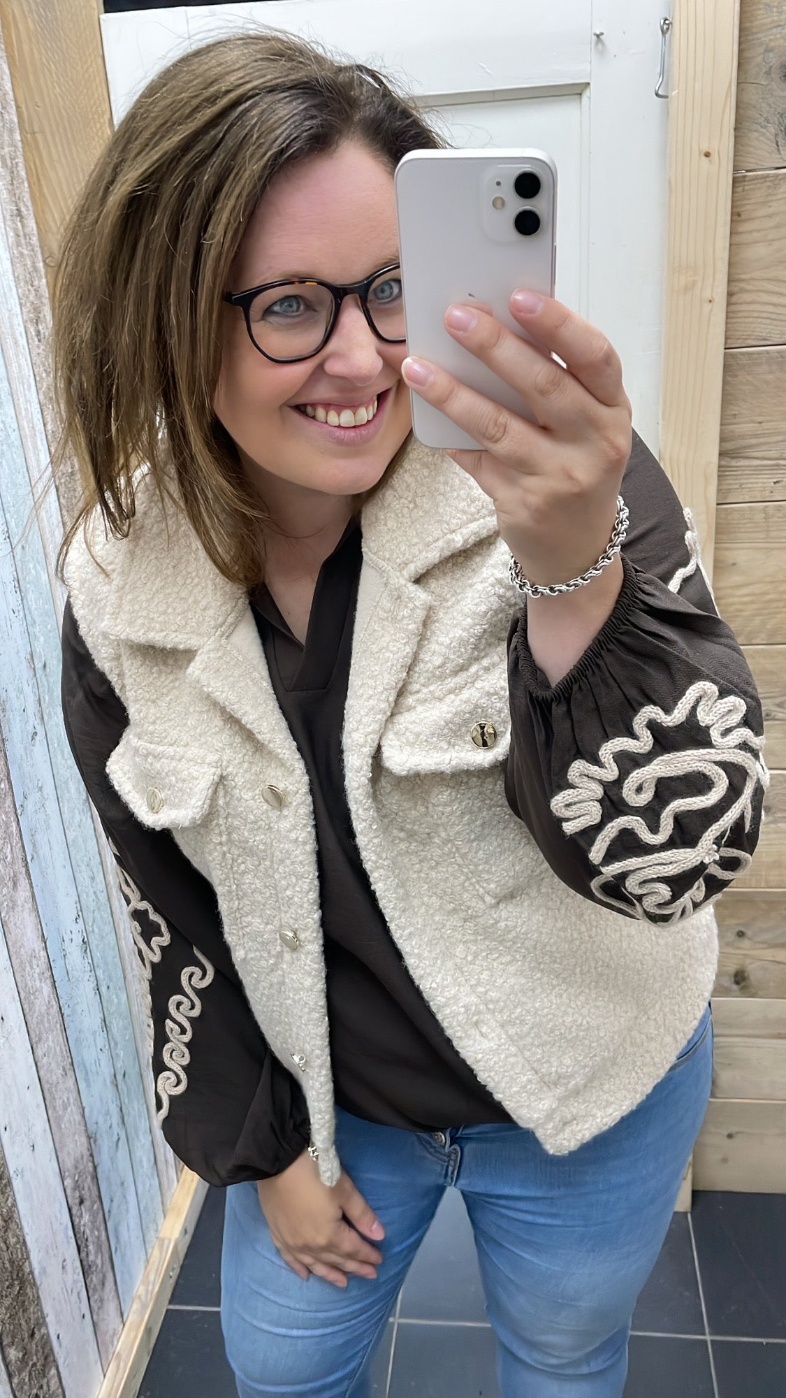 BLOUSE 'BORDUURSEL' | DONKERBRUIN