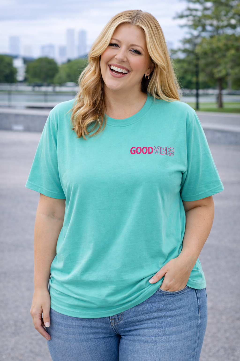 PS T-SHIRT ‘GOOD VIBES' | TURQUOISE