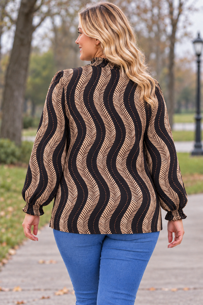 PS TOP 'GESMOKTE COLL' | ZWART