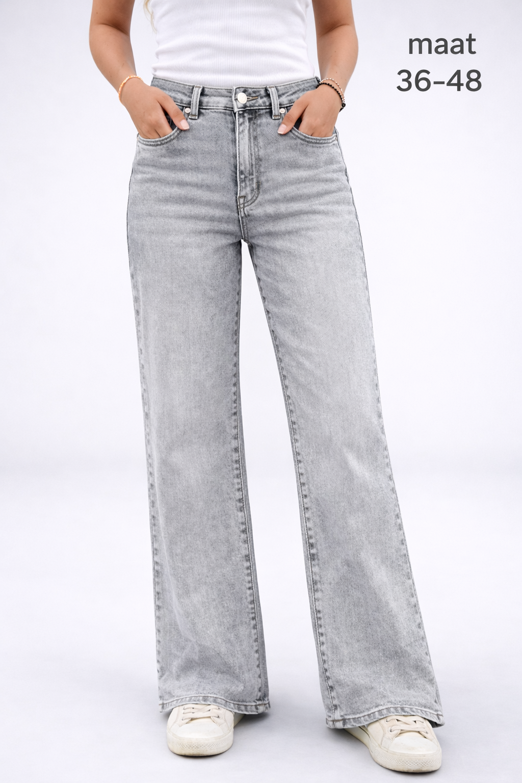 GOODIES 'WIDE LEG' | GEMELEERD GRIJS