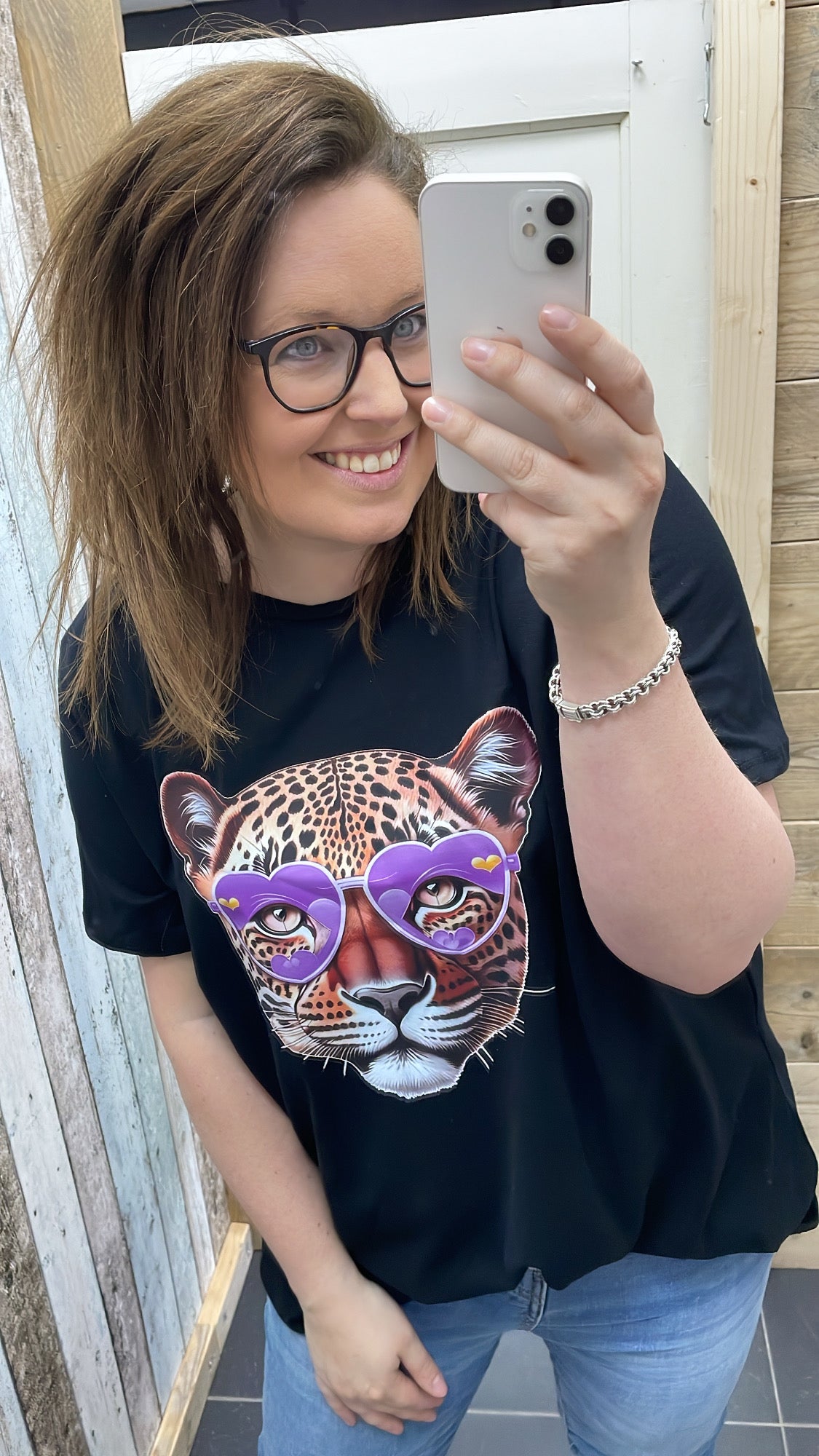 PS T-SHIRT ‘PANTER' | ZWART/PAARS