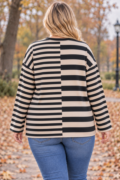 PS TOP 'HORIZONTAAL' | ZWART/BEIGE