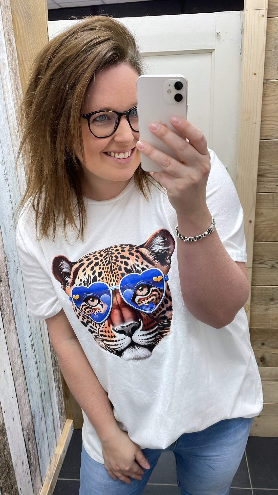 PS T-SHIRT ‘PANTER' | OFF-WHITE/KOBALT
