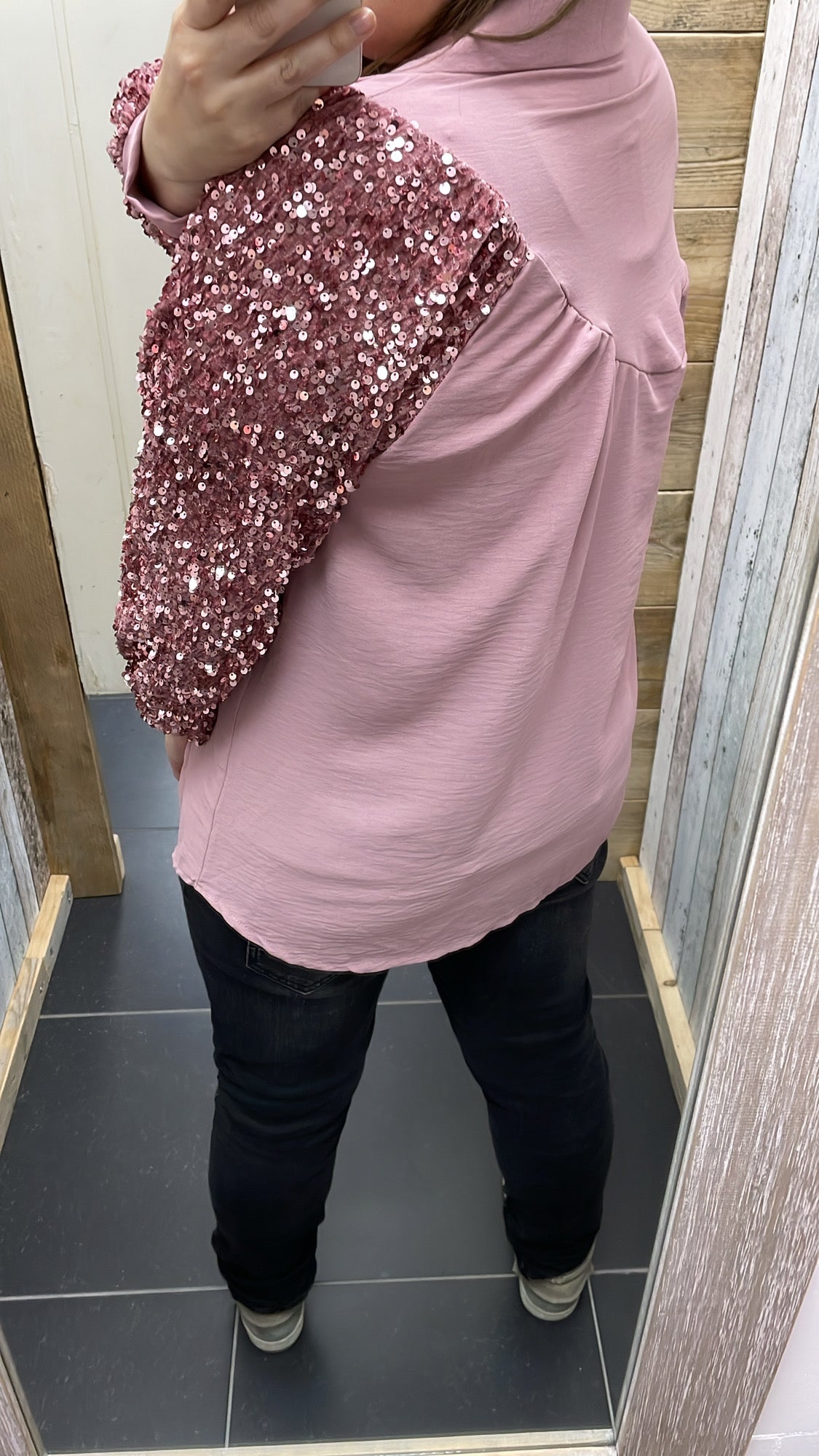 PS BLOUSE 'PAILLETTEN MOUW' | OUDROZE