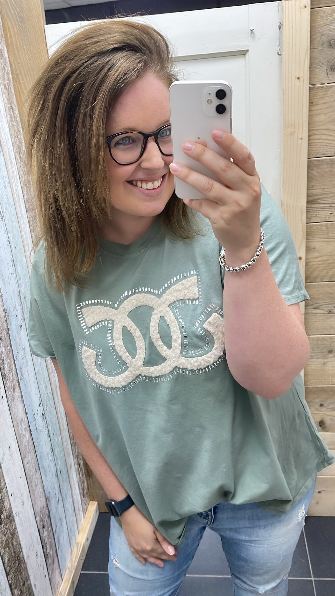 PS T-SHIRT ‘CC' | GROEN/GRIJS