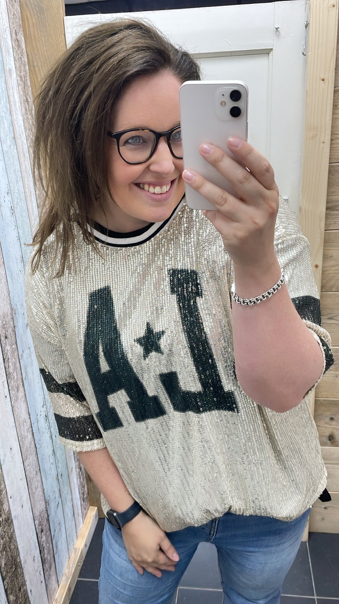PS TOP 'PAILETTEN LA' | ZWART