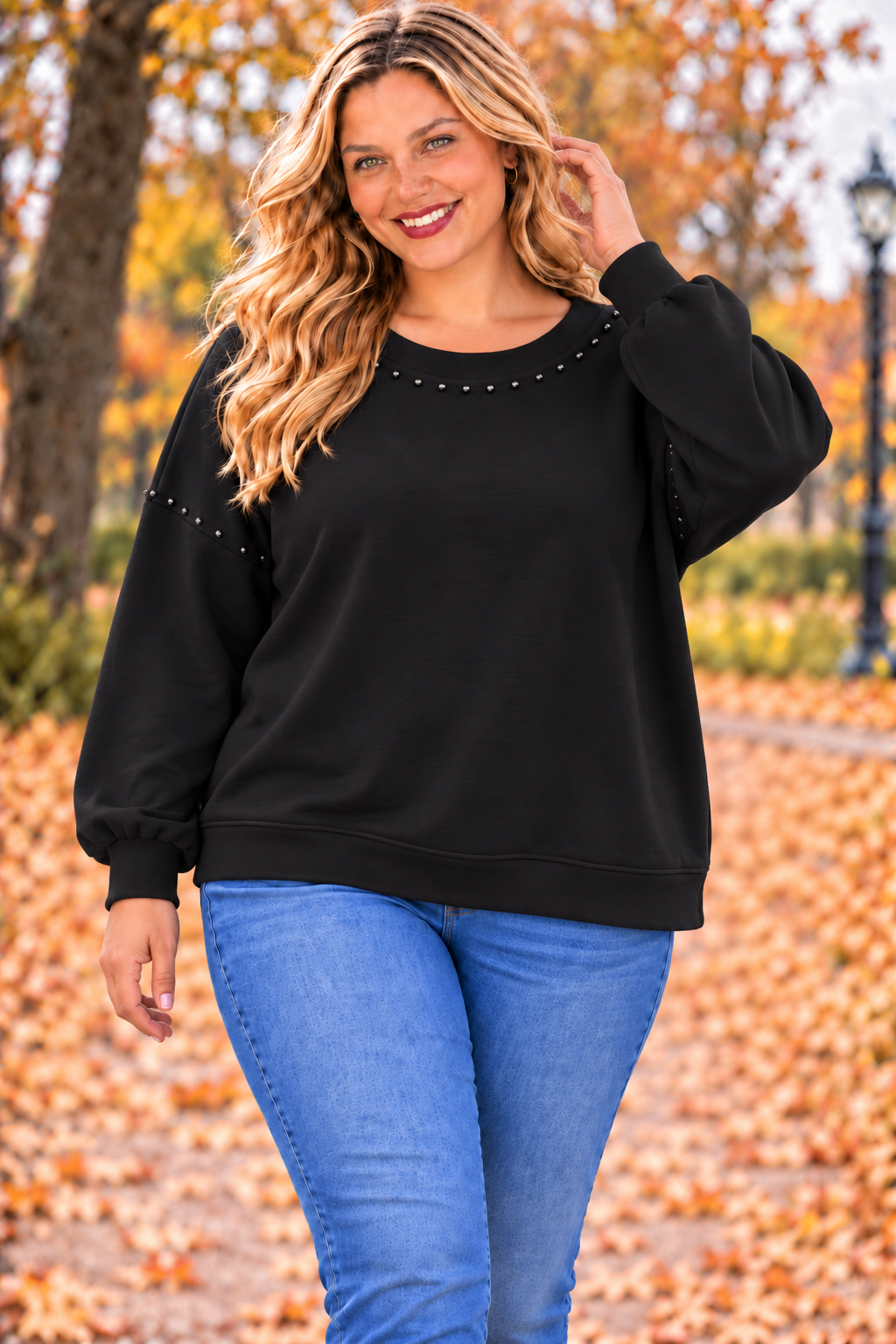 PS TRUI 'STUDS BOL' | ZWART