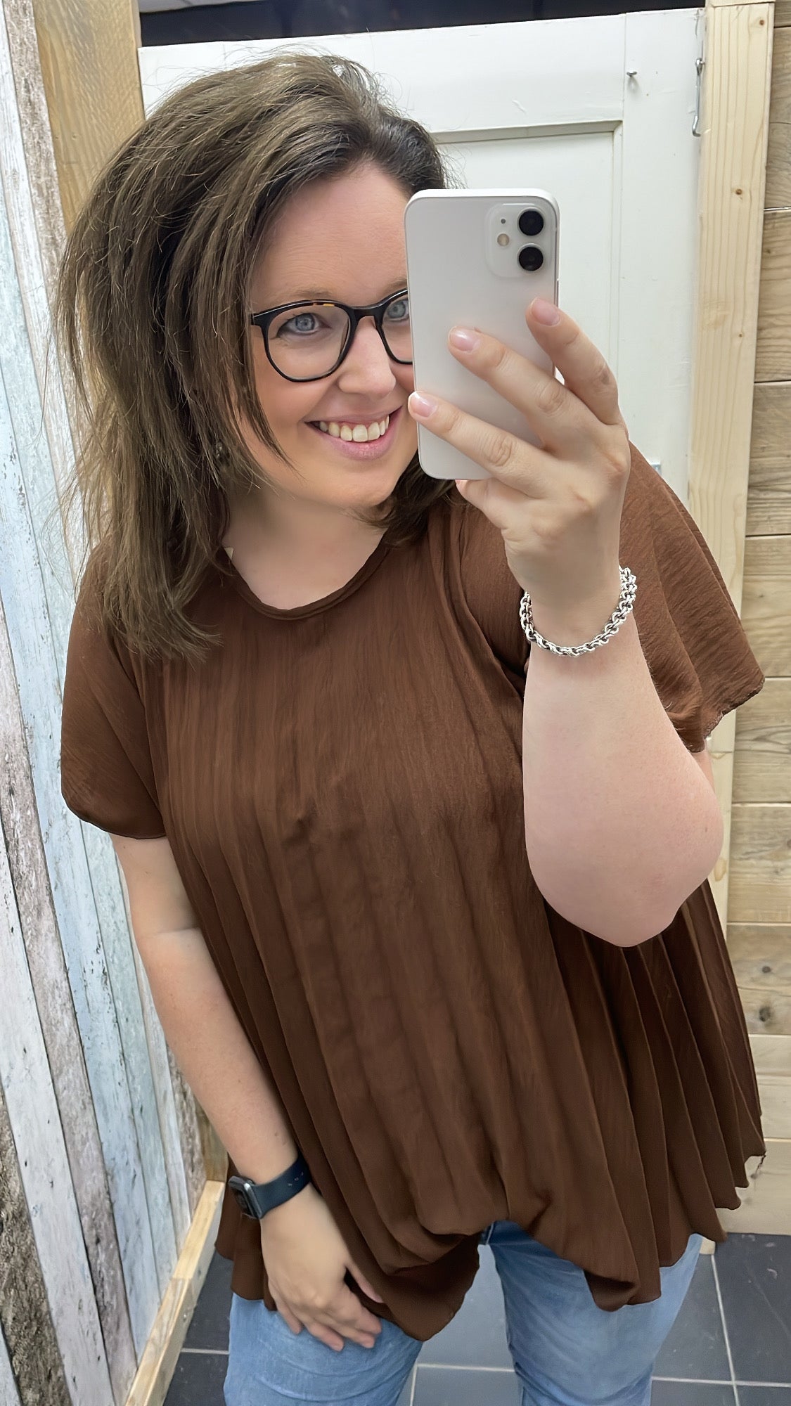 PS BLOUSE 'PLISSÉ' | CAMEL