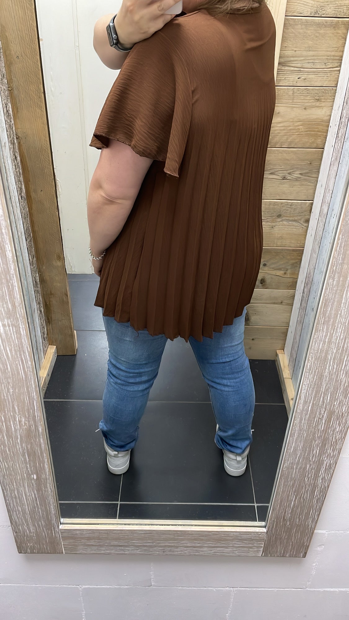PS BLOUSE 'PLISSÉ' | CAMEL