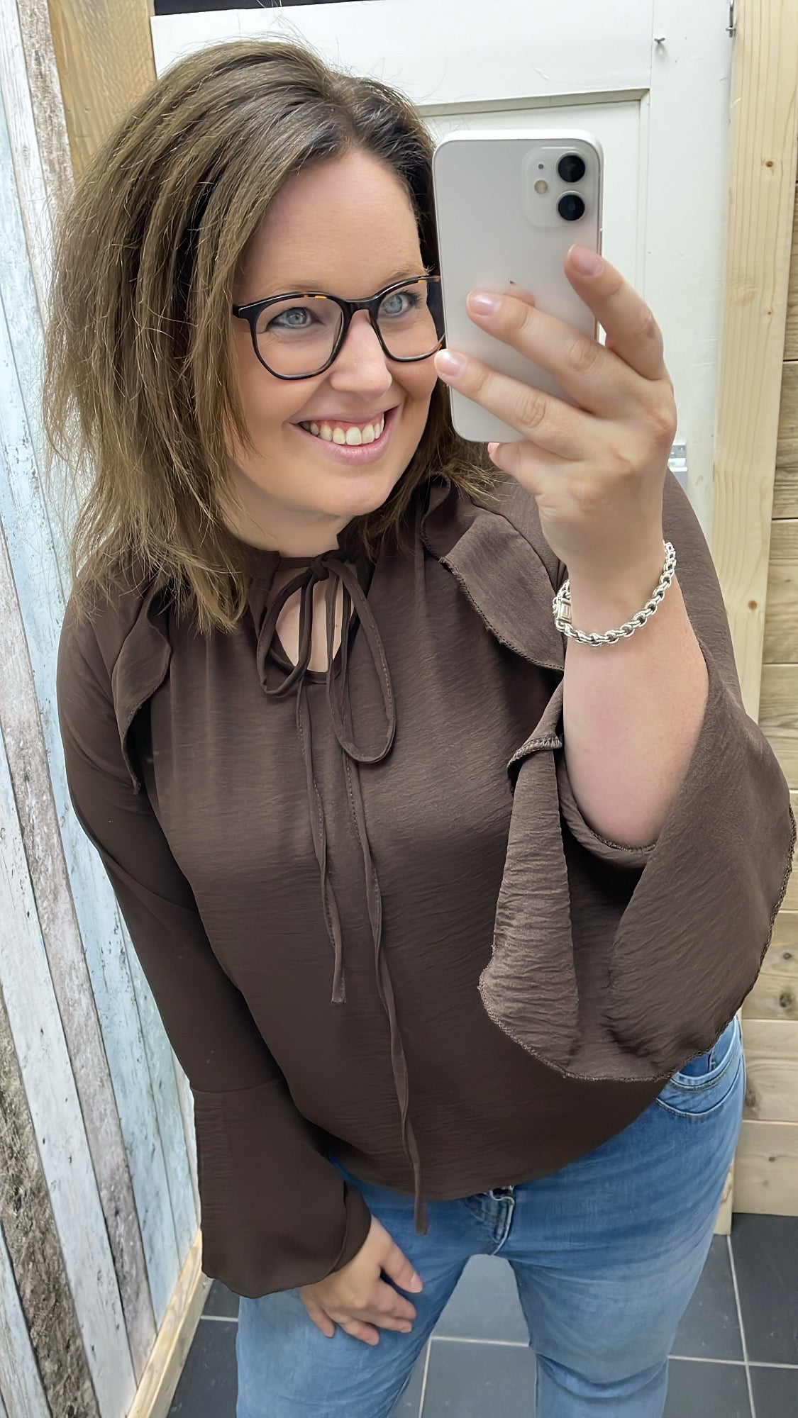 BLOUSE 'TROMPETMOUW' | BRUIN