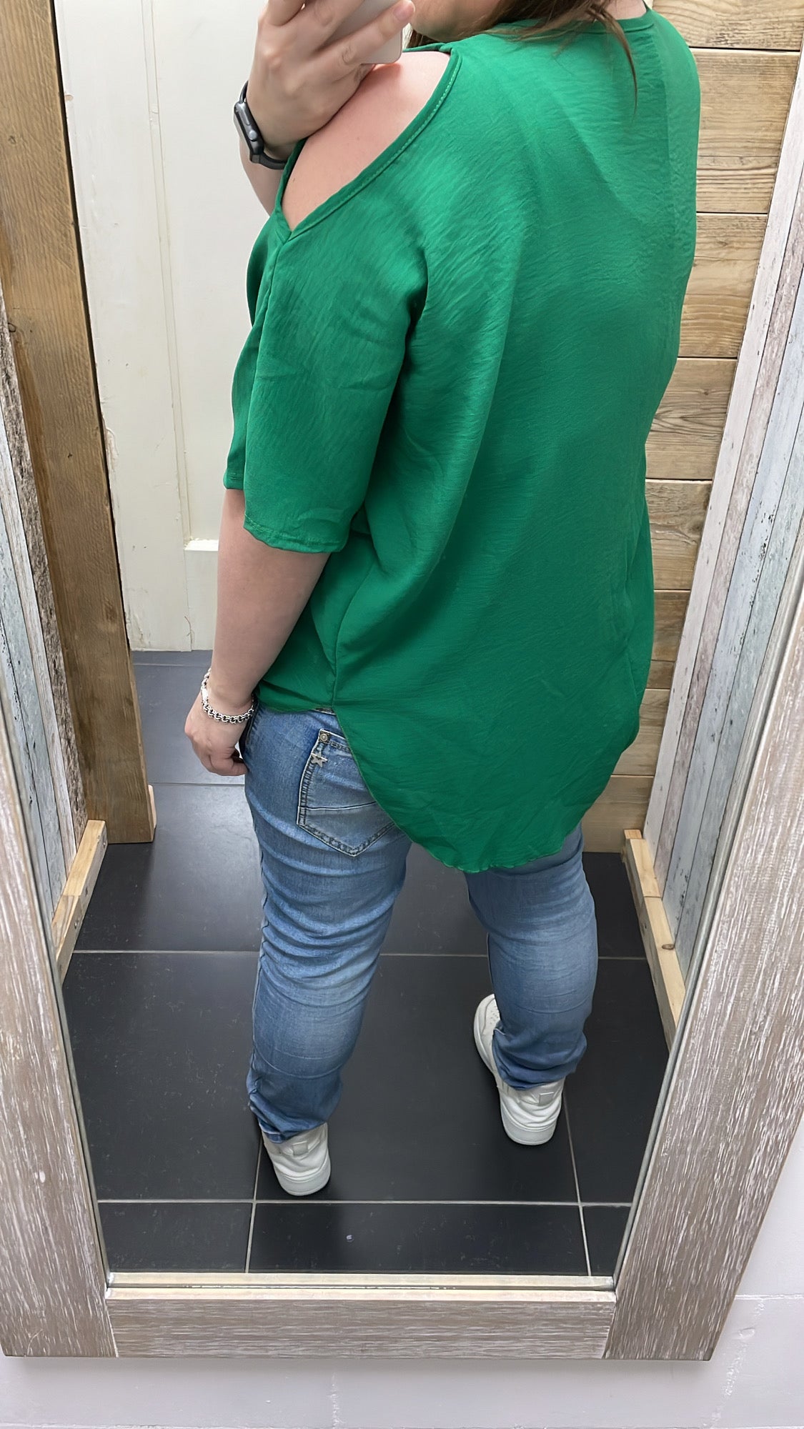 PS BLOUSE ‘OPEN SCHOUDER’ | GUCCI GROEN