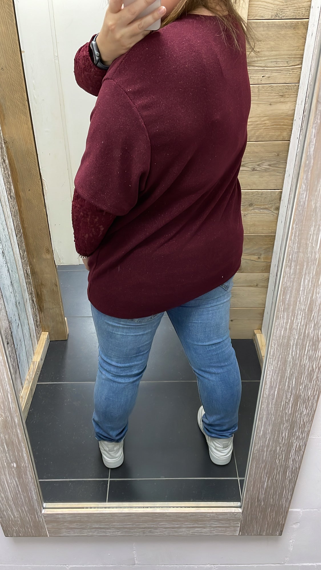 PS TOP 'GLITTER KANT' | BORDEAUX