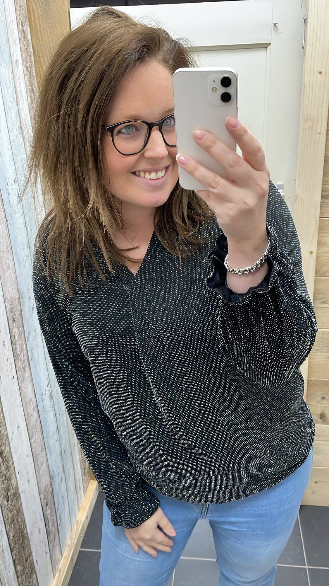 BLOUSE 'GLITTERS' | ZILVER