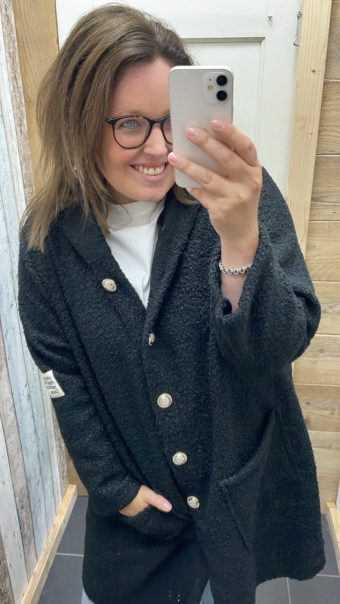 PS VEST 'TEDDY EMBLEEM' | ZWART