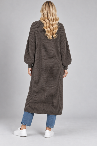 PS VEST LANG 'POFMOUW' | DONKER TAUPE