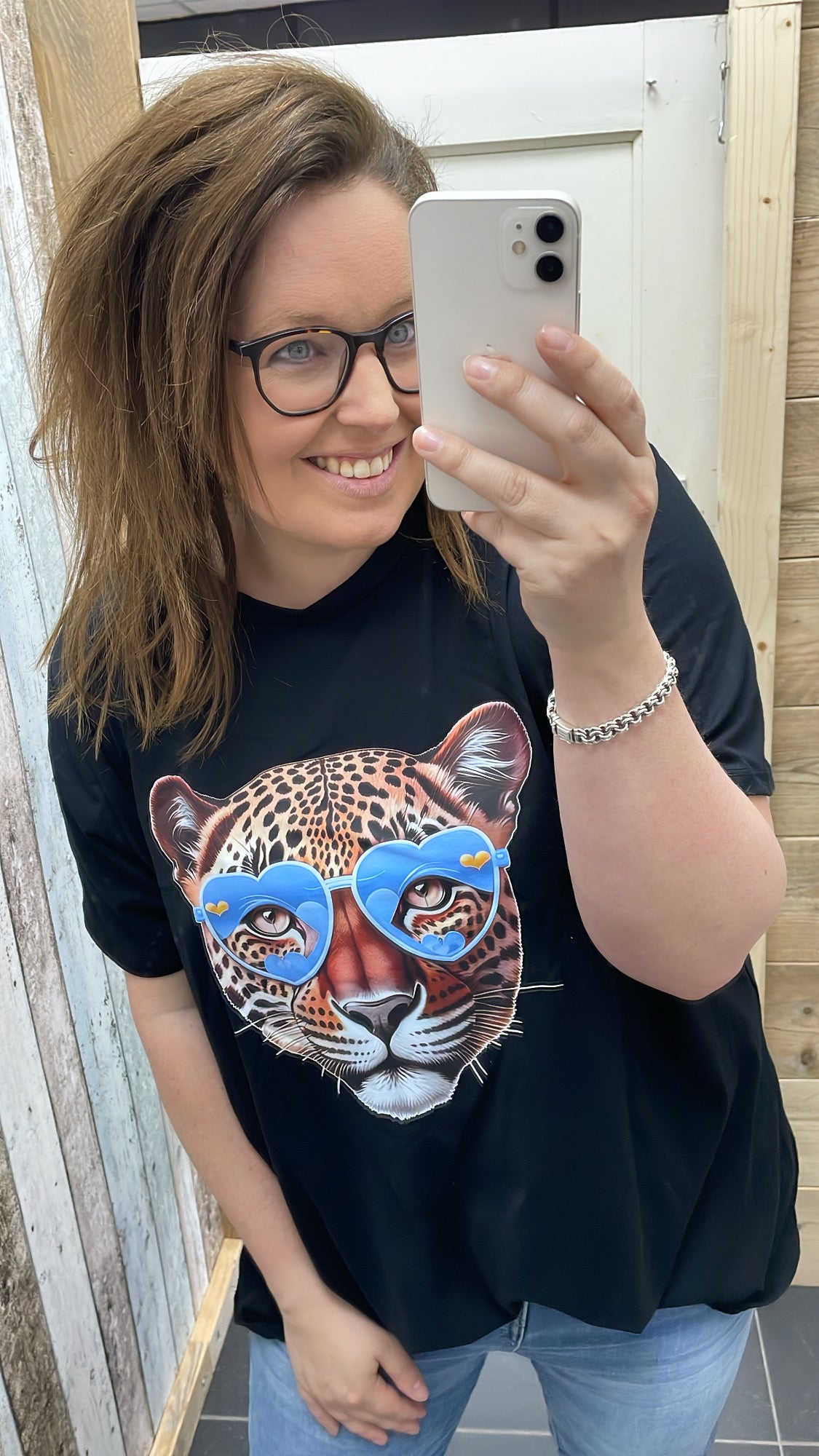 PS T-SHIRT ‘PANTER' | ZWART/LICHTBLAUW