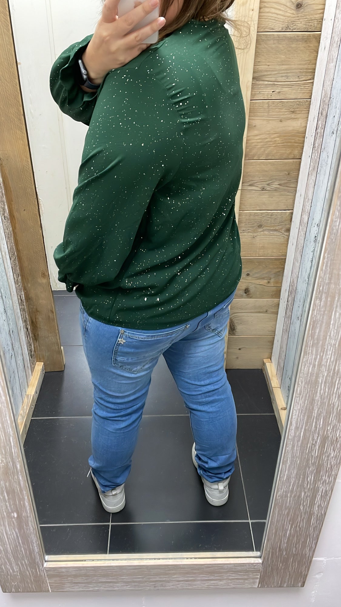 PS BLOUSE ‘GLITTER’ | DONKERGROEN