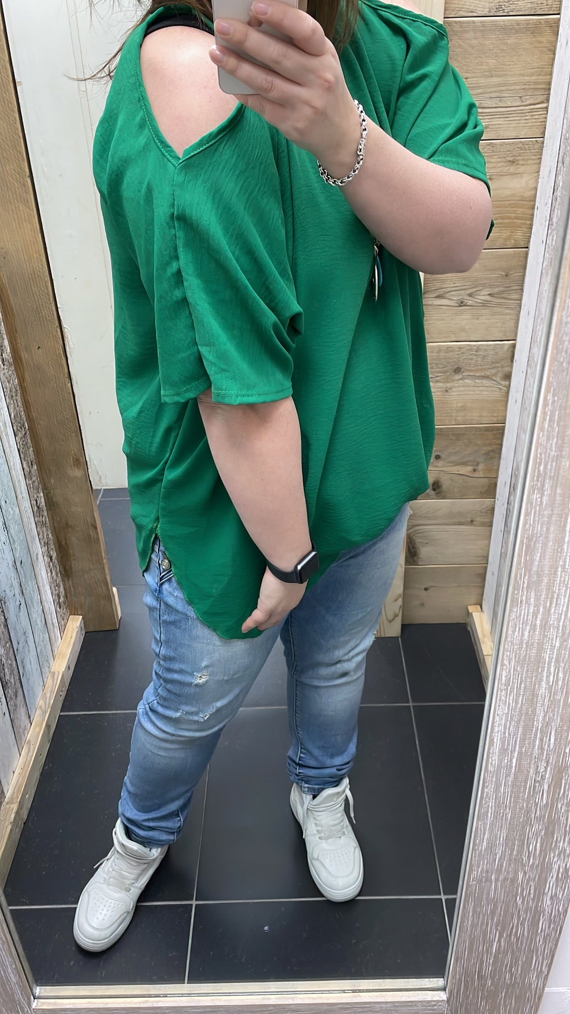 PS BLOUSE ‘OPEN SCHOUDER’ | GUCCI GROEN
