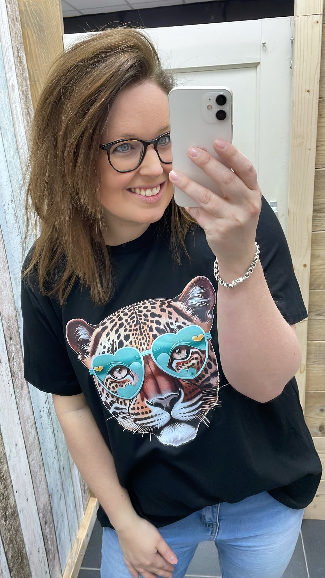 PS T-SHIRT ‘PANTER' | ZWART/TURQUOISE