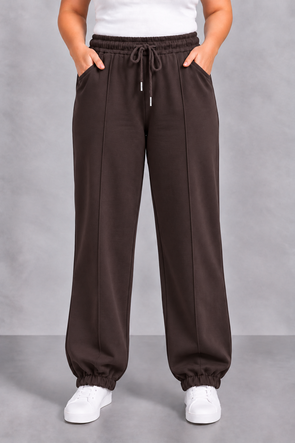 PS JOGGINGBROEK 'ELASTIEK' | DONKERBRUIN