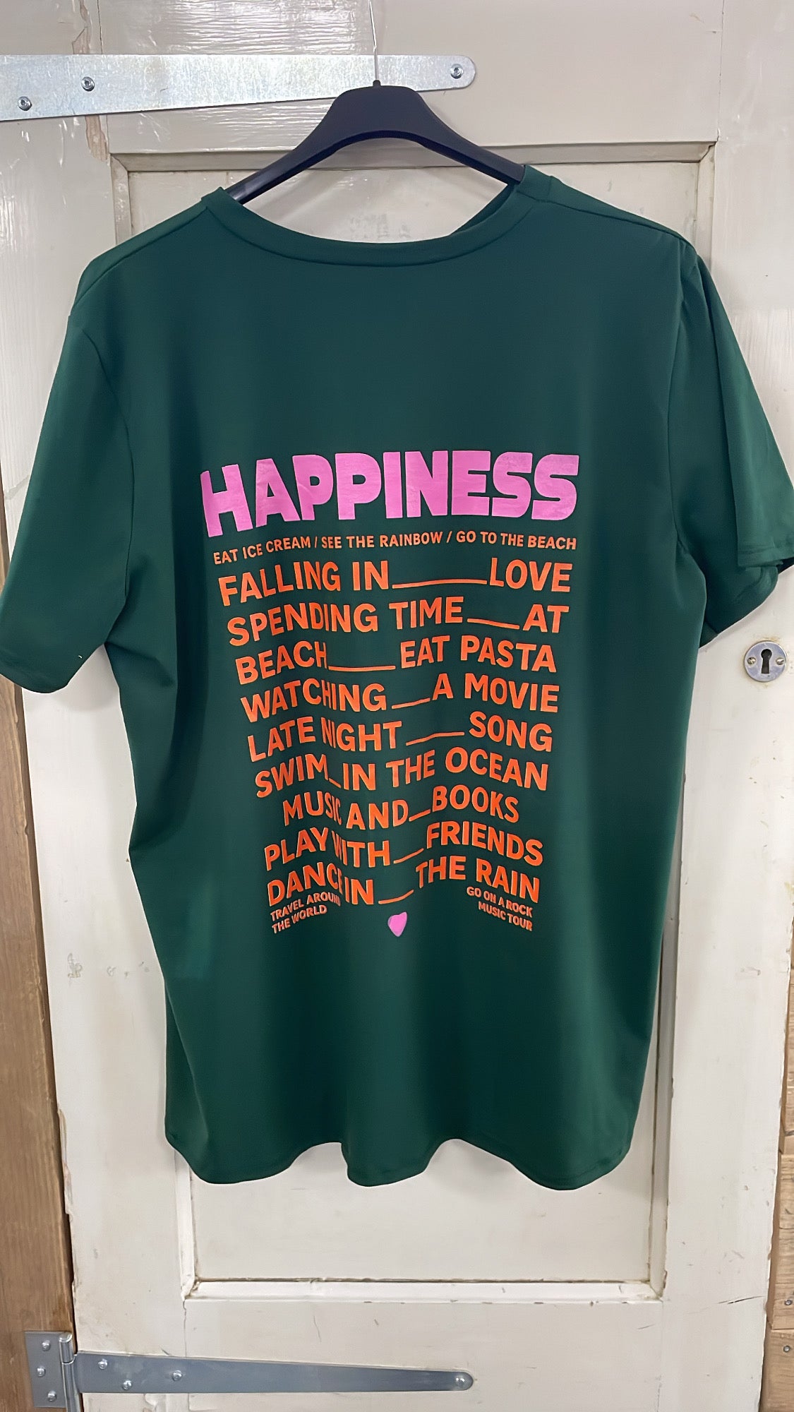 PS T-SHIRT ‘HAPPINESS' | DONKERGROEN