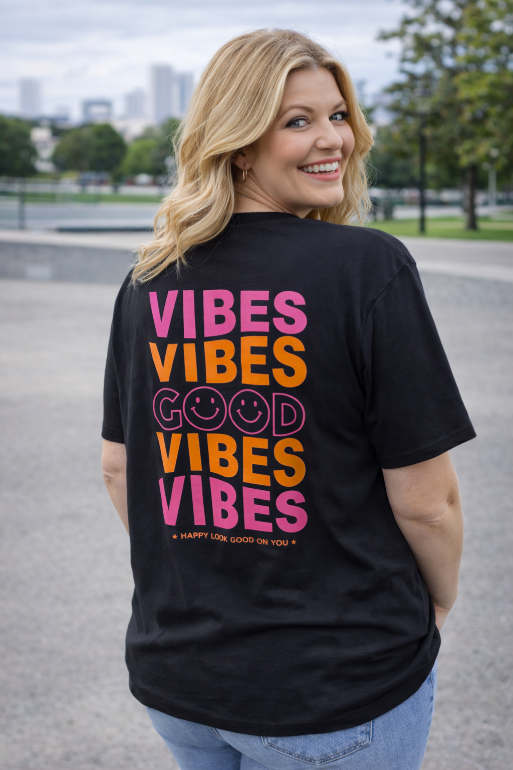 PS T-SHIRT ‘GOOD VIBES' | ZWART