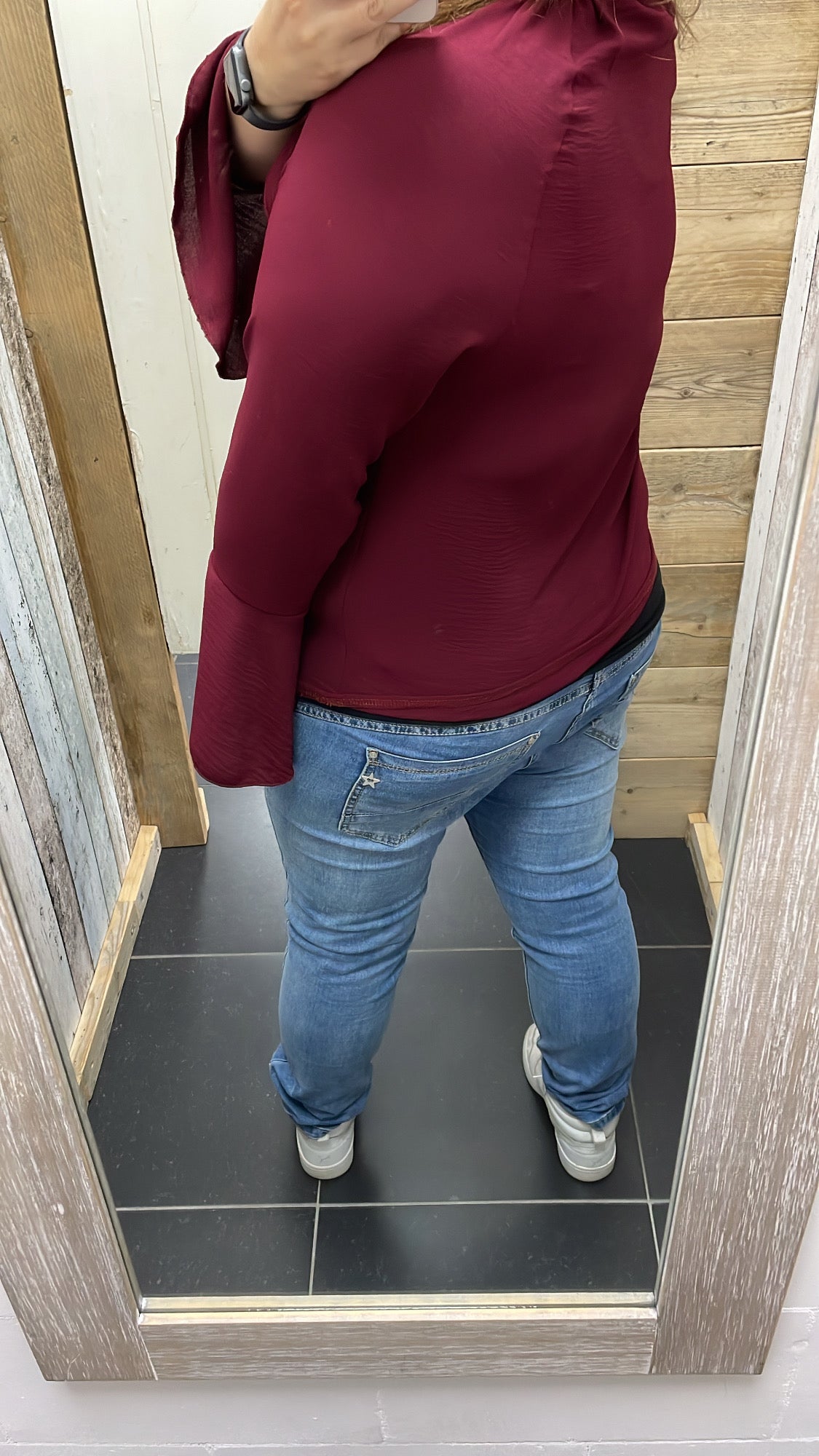 BLOUSE 'TROMPETMOUW' | BORDEAUX