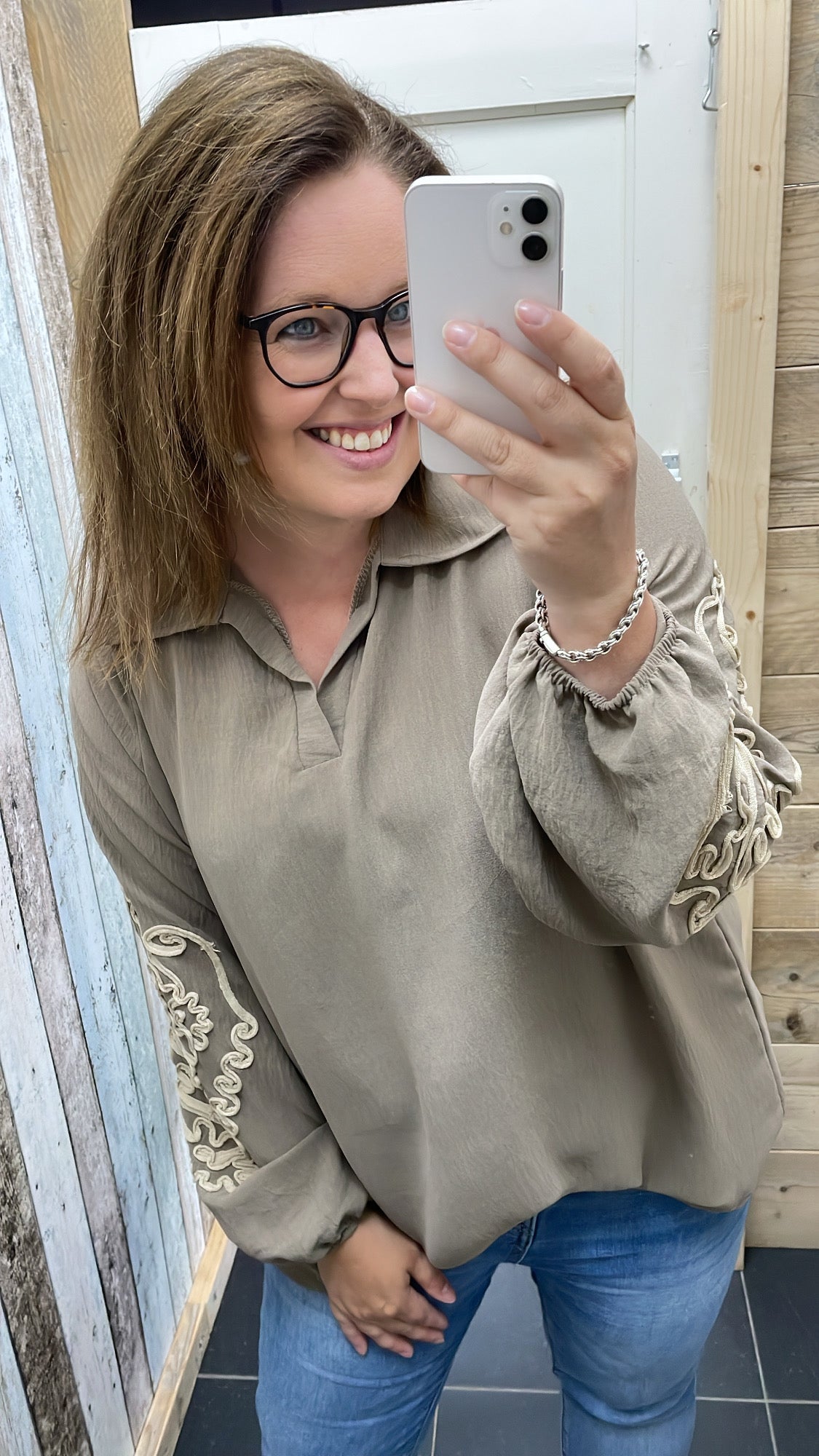 PS BLOUSE ‘BORDUURSEL 'KOORD’ | TAUPE