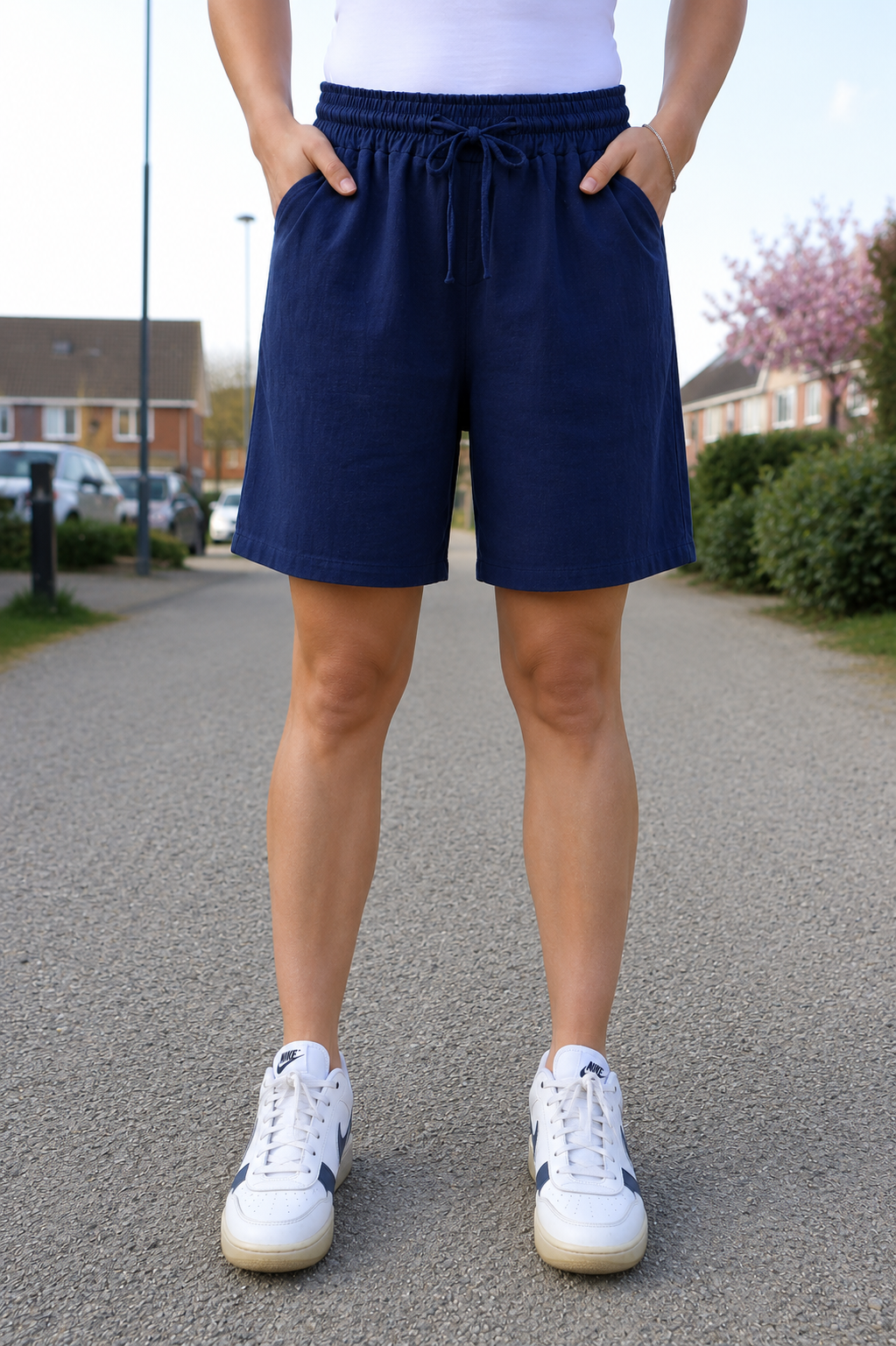 LINNEN BROEK 'KORT' | NAVY (PRE ORDER 9-7)