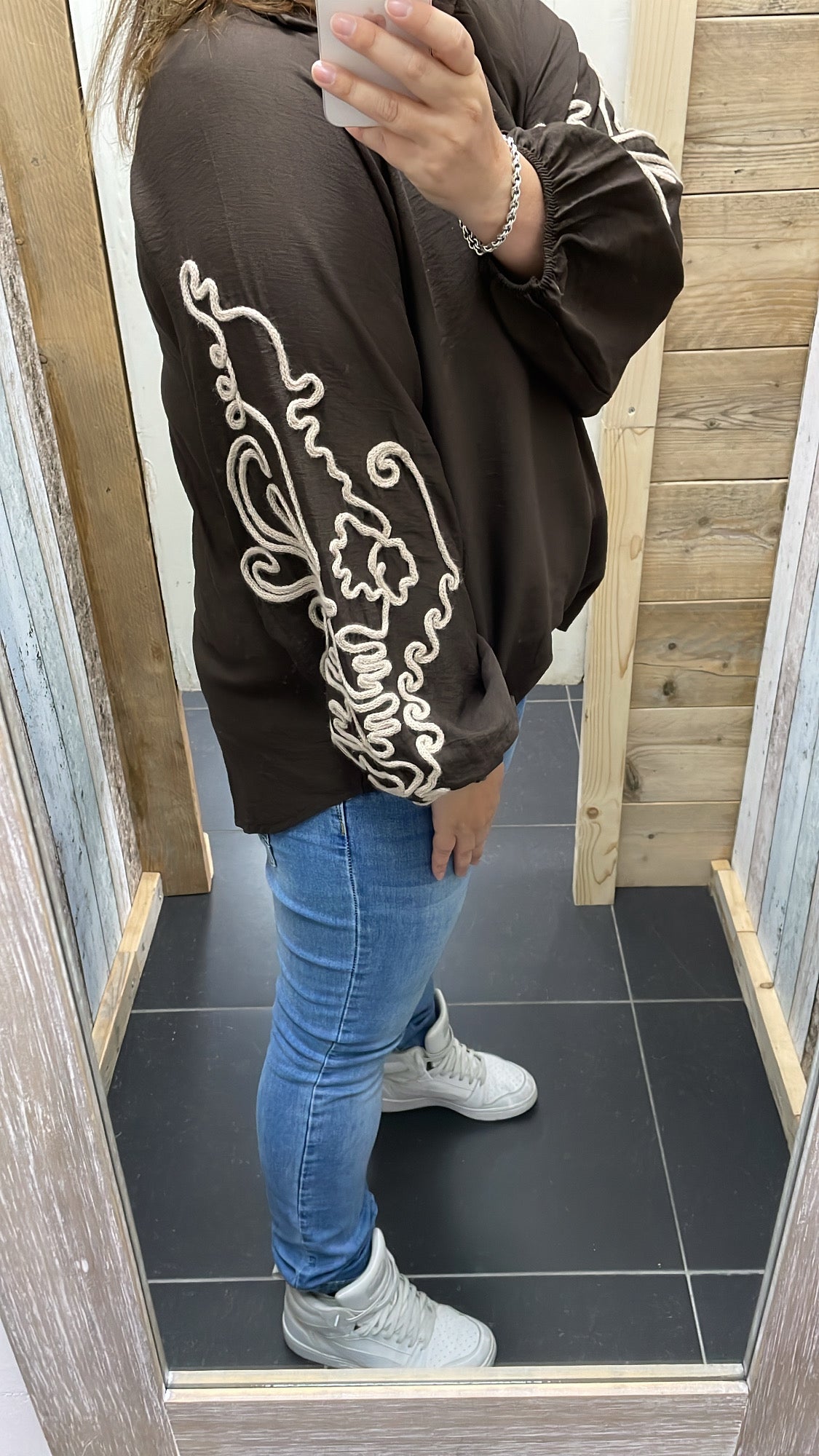 PS BLOUSE ‘BORDUURSEL TOUW’ | DONKERBRUIN