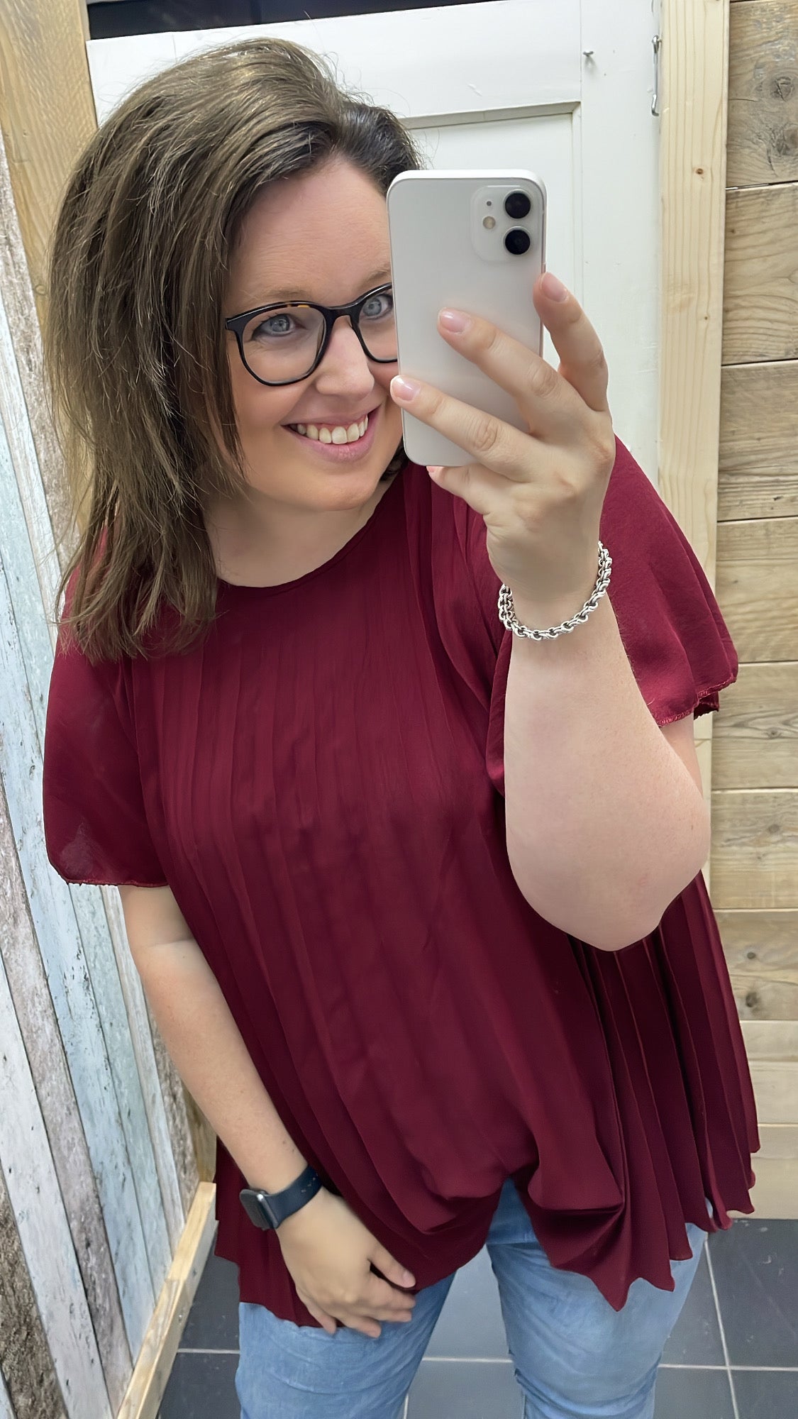 PS BLOUSE 'PLISSÉ' | BORDEAUX
