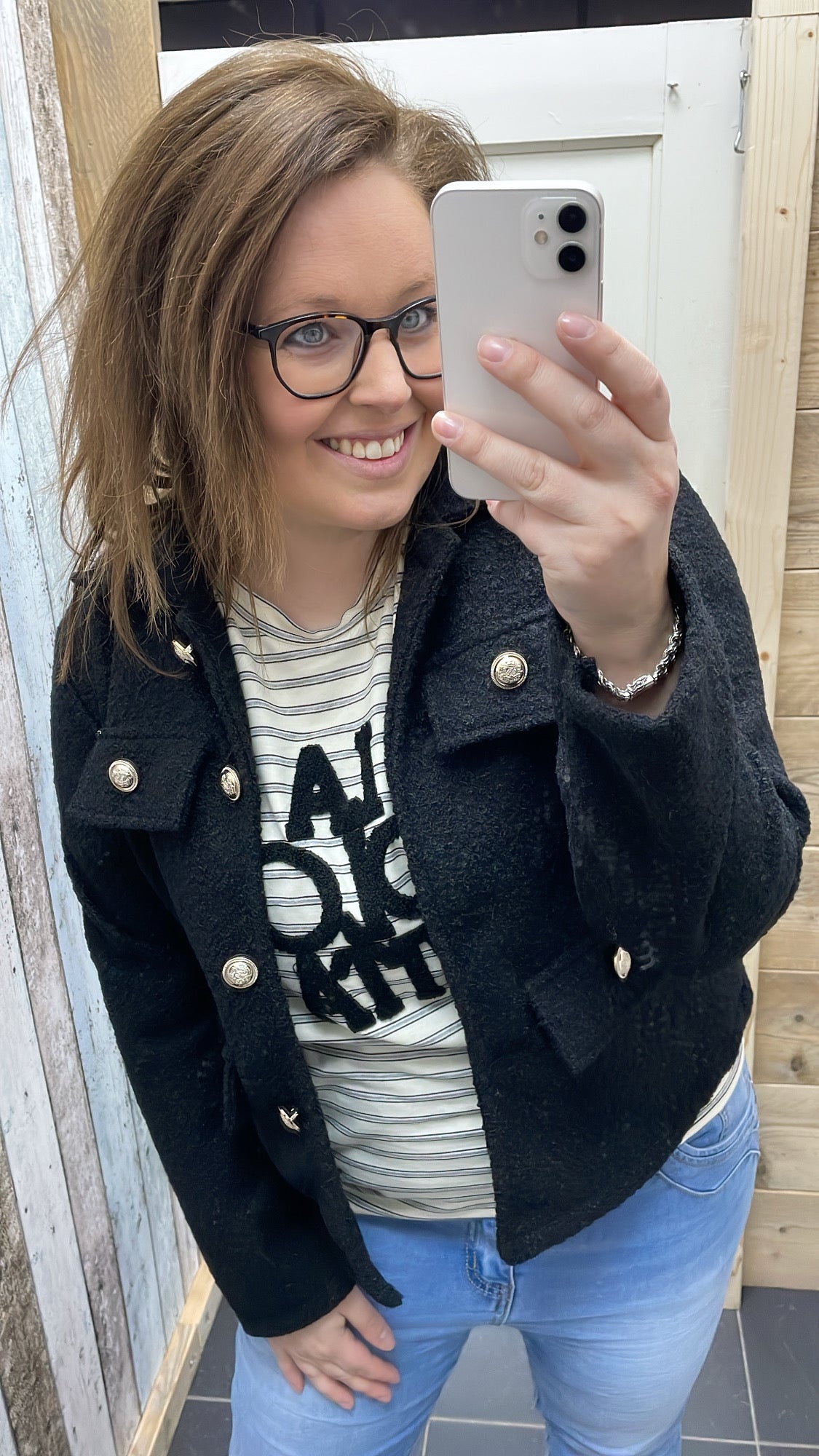 TOP 'STREPEN TEDDY' | ZWART