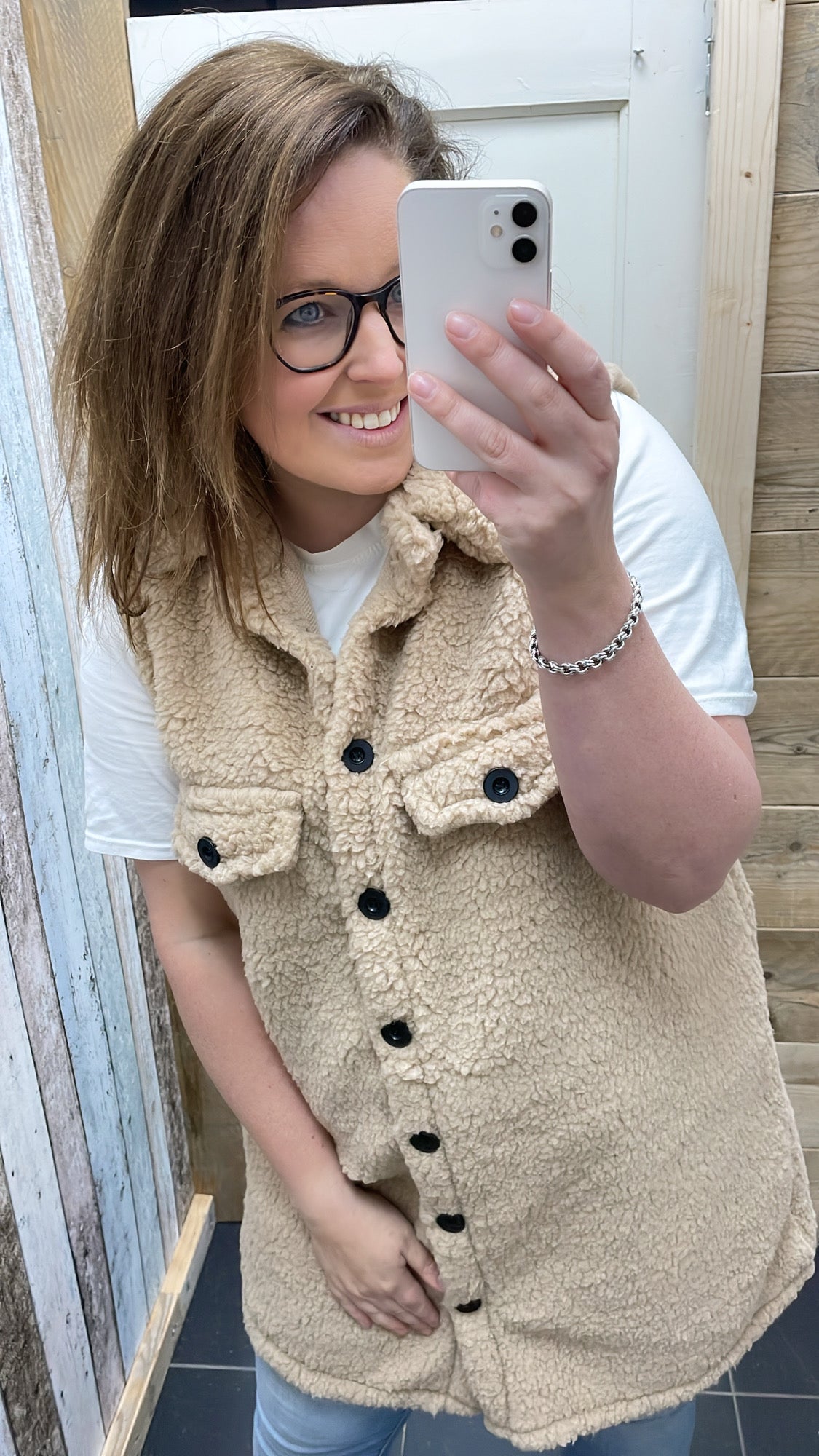 PS GILET 'TEDDY LANG' | TAUPE