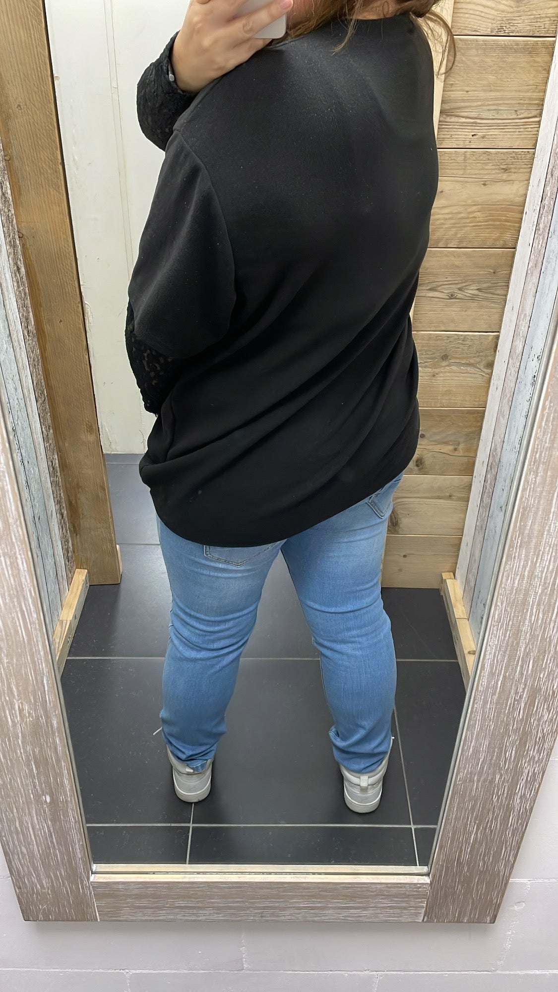 PS TOP 'GLITTER KANT' | ZWART