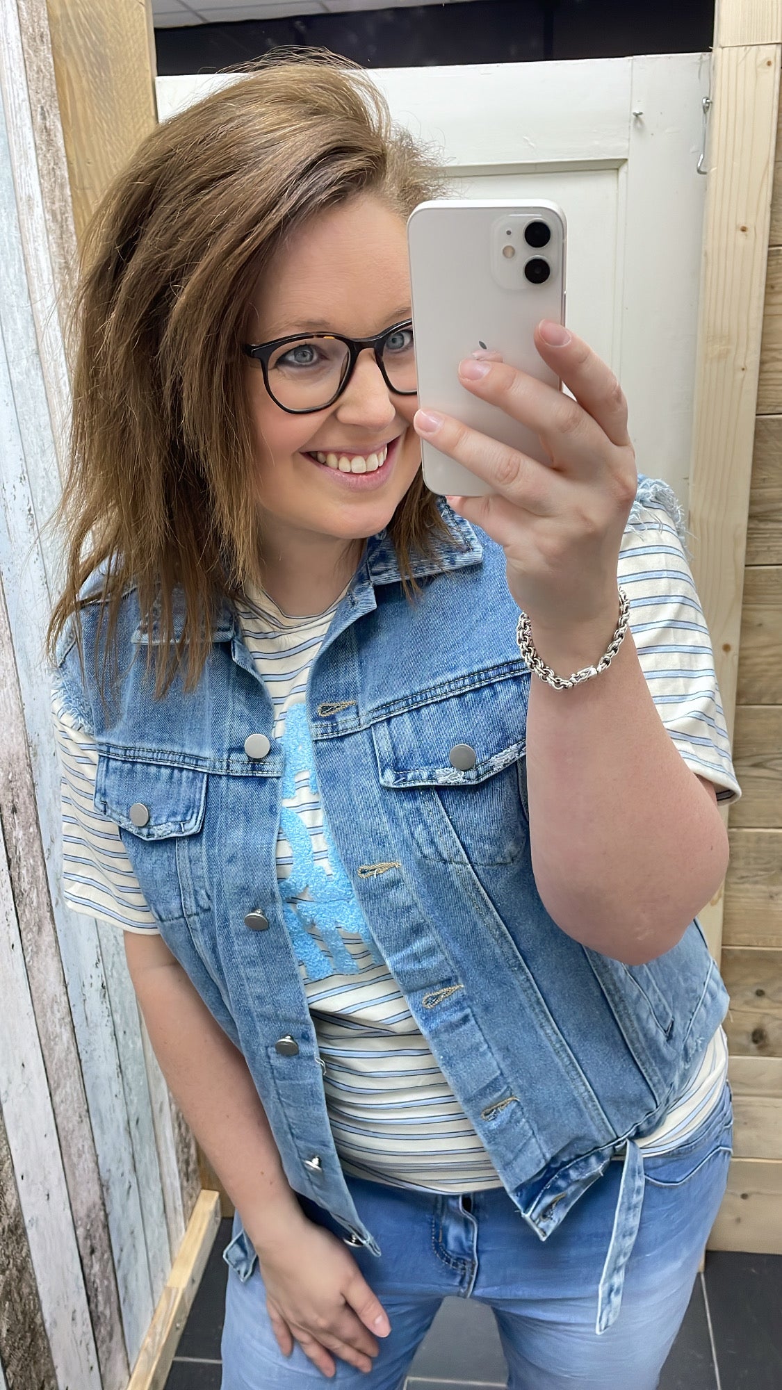 TOP 'STREPEN TEDDY' | LICHTBLAUW