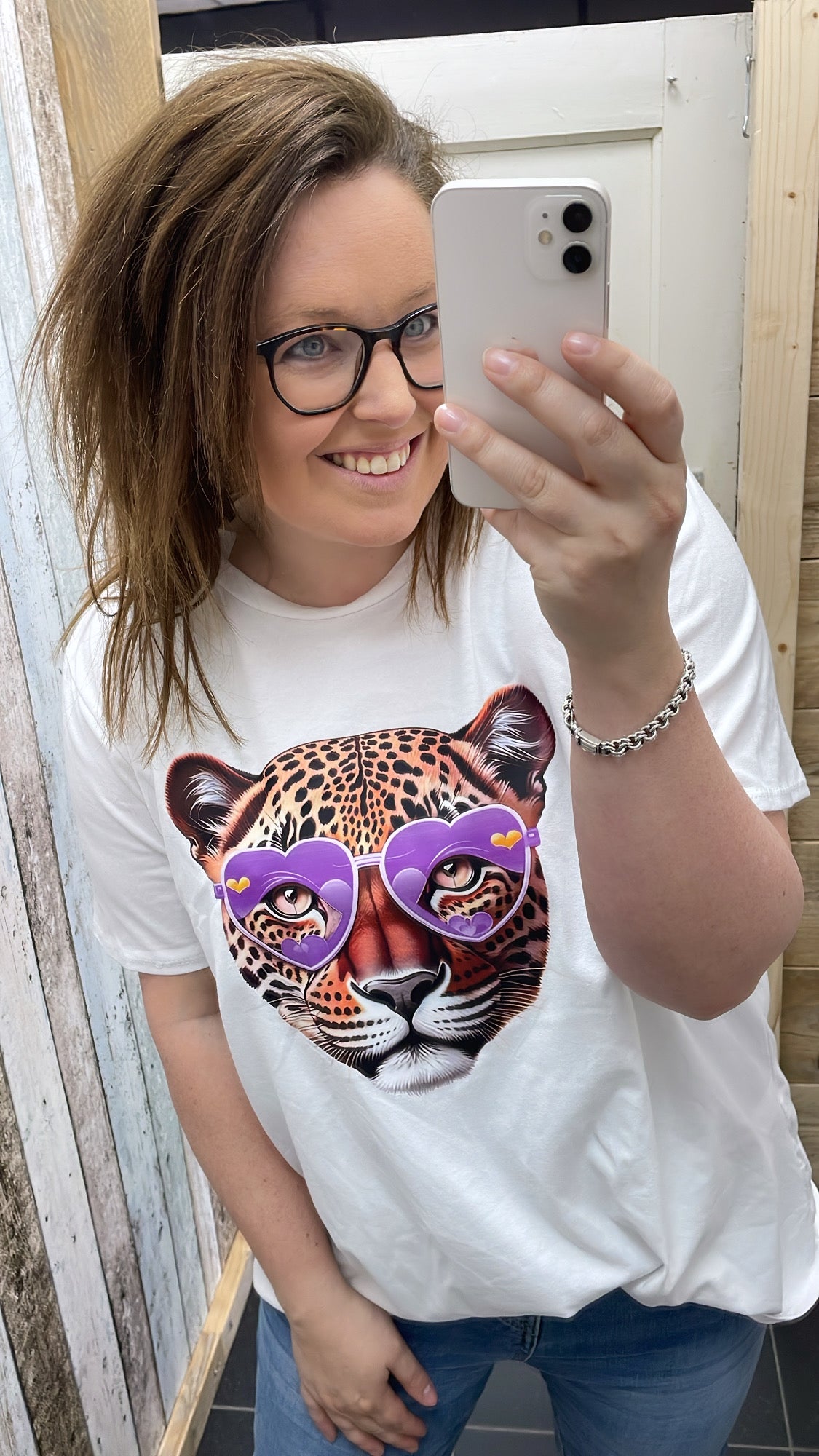 PS T-SHIRT ‘PANTER' | OFF-WHITE/PAARS