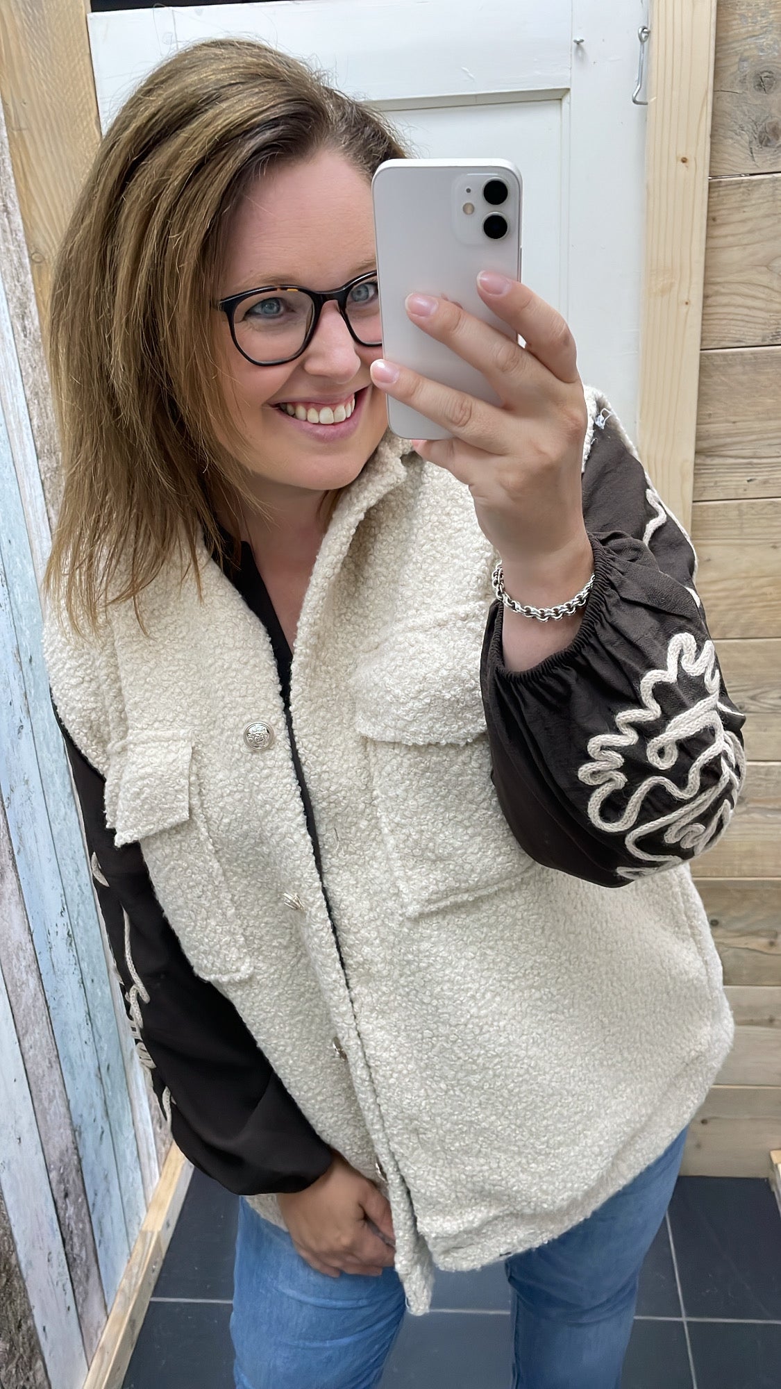 PS BLOUSE ‘BORDUURSEL TOUW’ | DONKERBRUIN