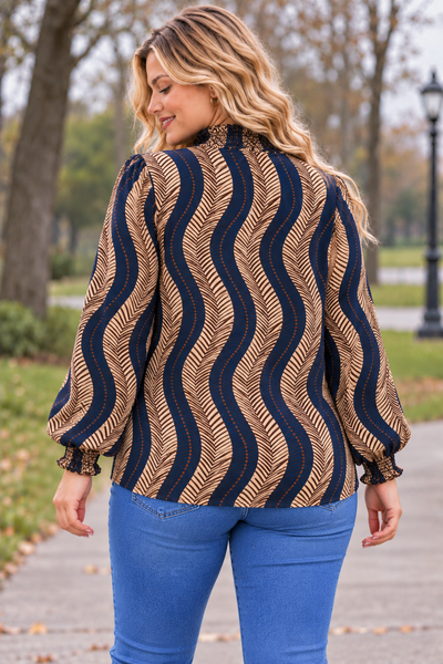PS TOP 'GESMOKTE COLL' | NAVY