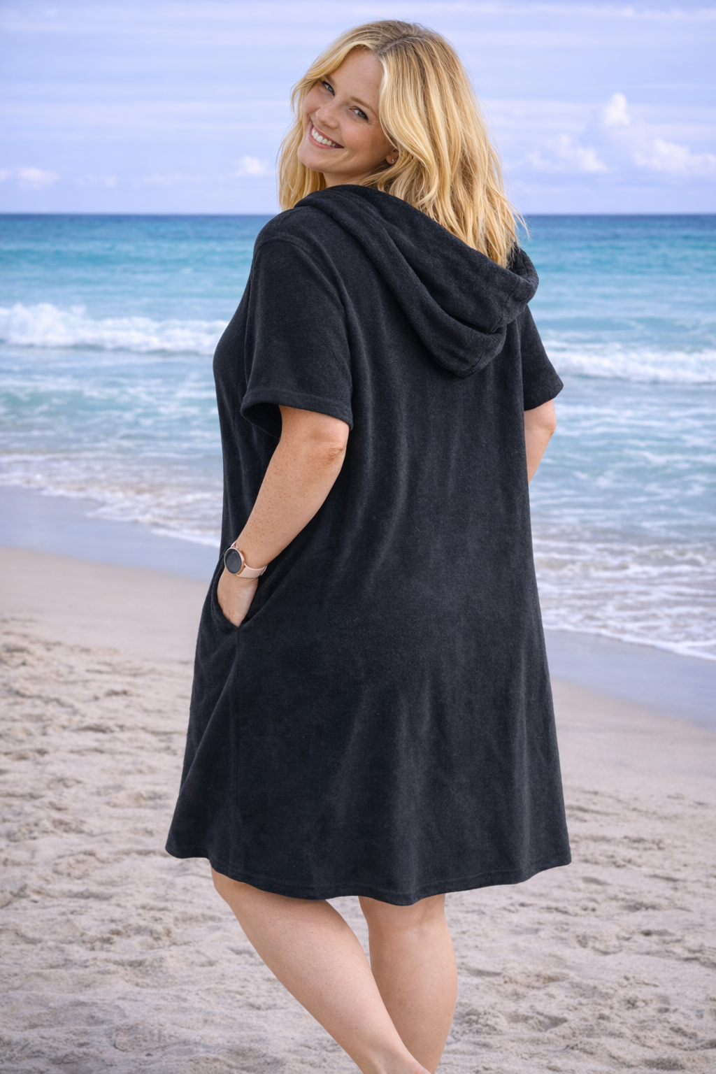 PS PONCHO 'BADSTOF' | ZWART