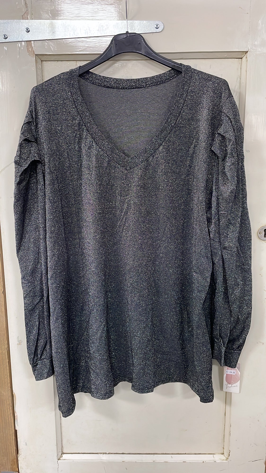 PS BLOUSE 'POFMOUW GLITTER' | ANTRACIET