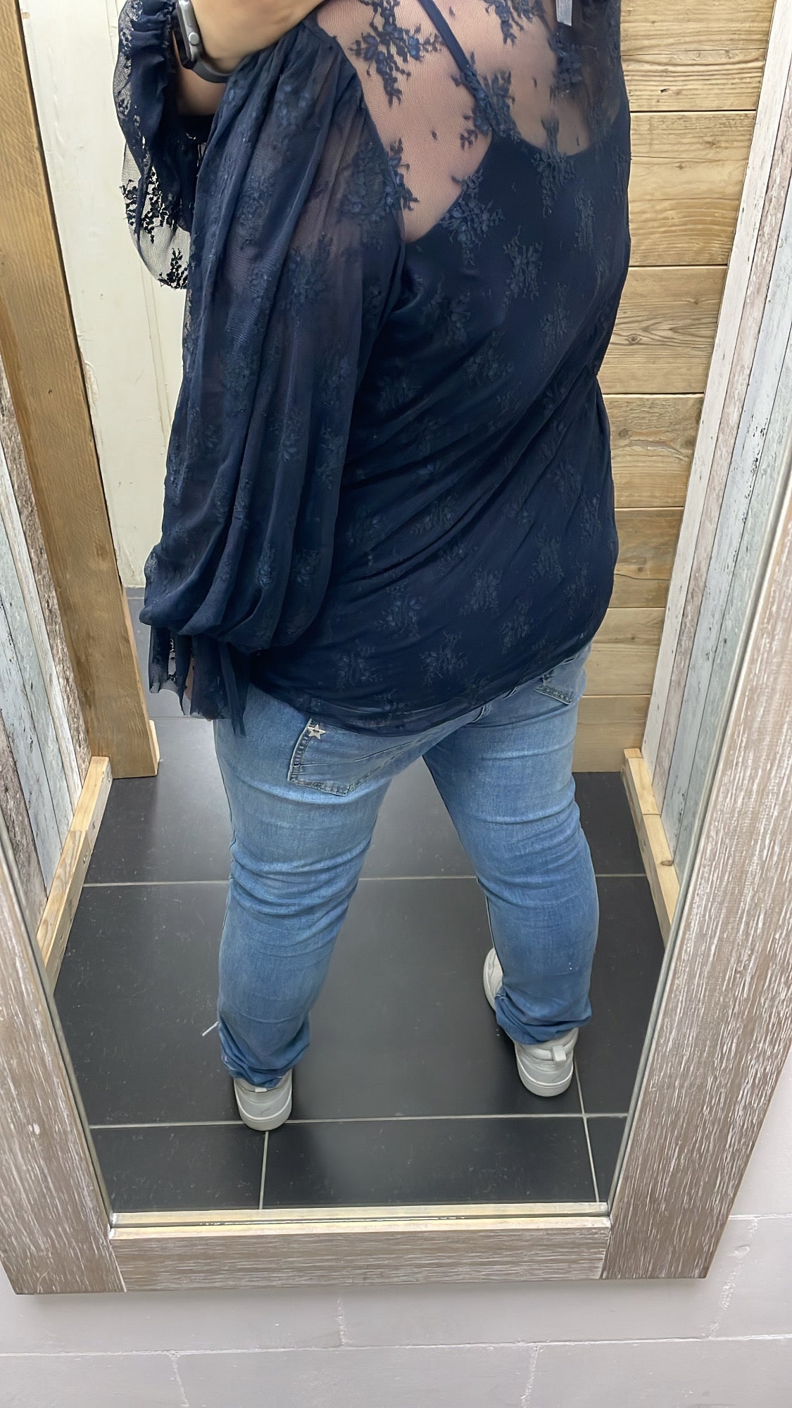 PS BLOUSE 'KANT' | DONKERBLAUW