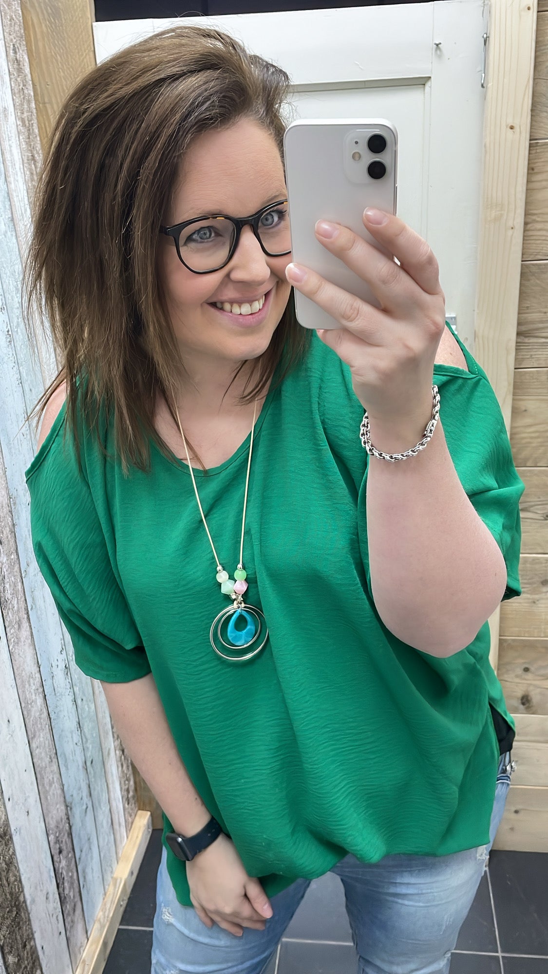 PS BLOUSE ‘OPEN SCHOUDER’ | GUCCI GROEN