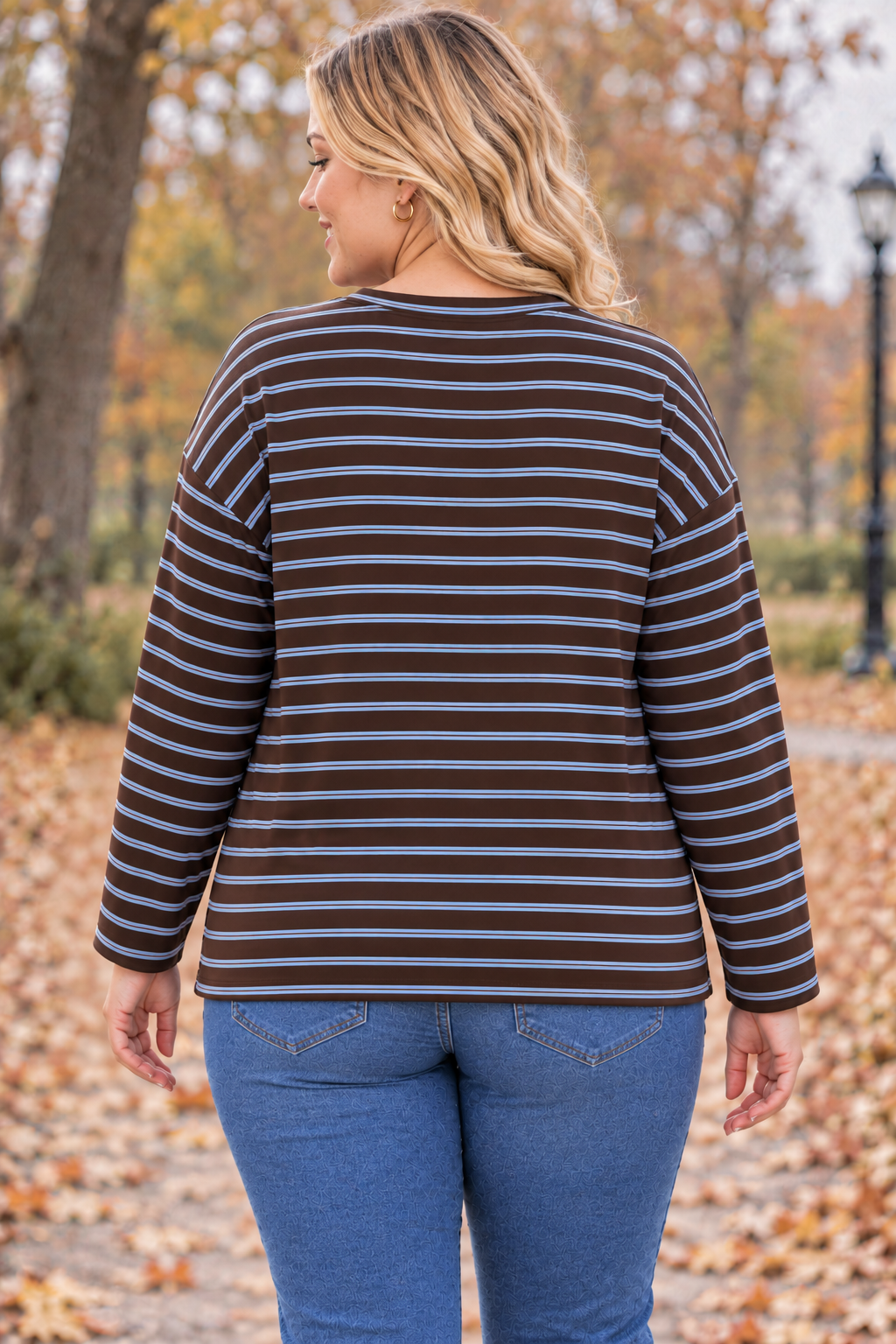 PS TOP 'AUTUMN STREPEN' | BLAUW