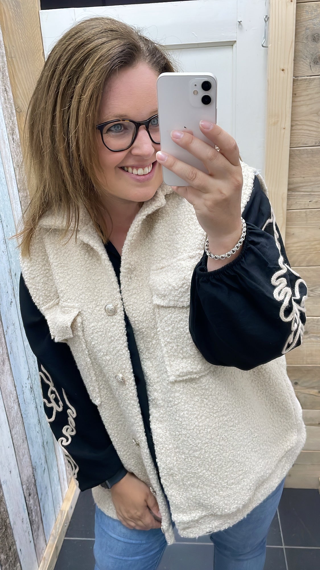 PS BLOUSE ‘BORDUURSEL TOUW’ | ZWART