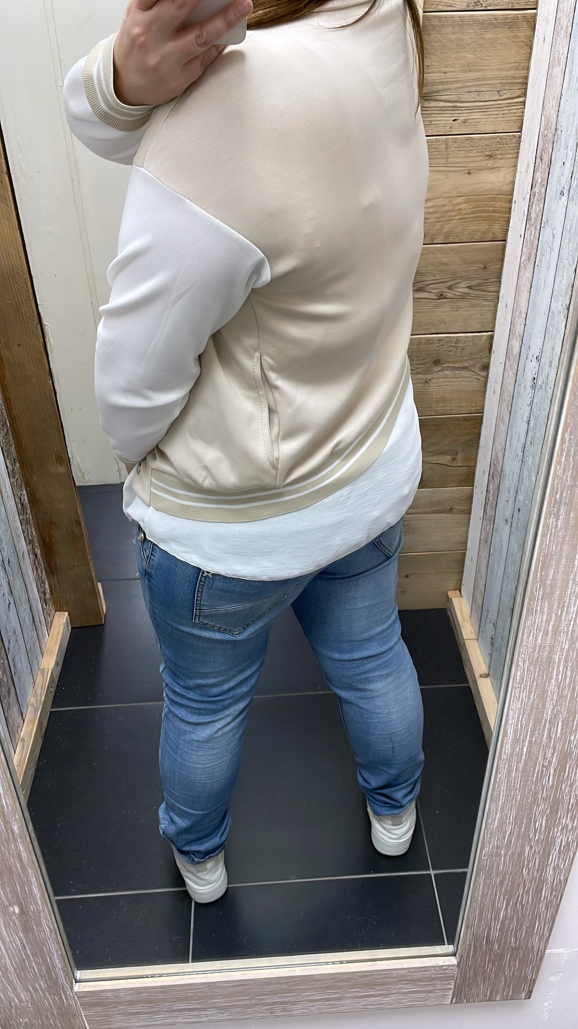 BASEBALL JACKET | BEIGE/WIT