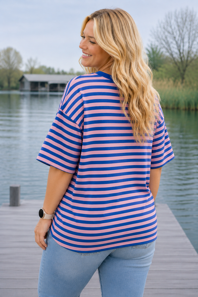 PS TOP ‘GLITTERS STREPEN' | KOBALT