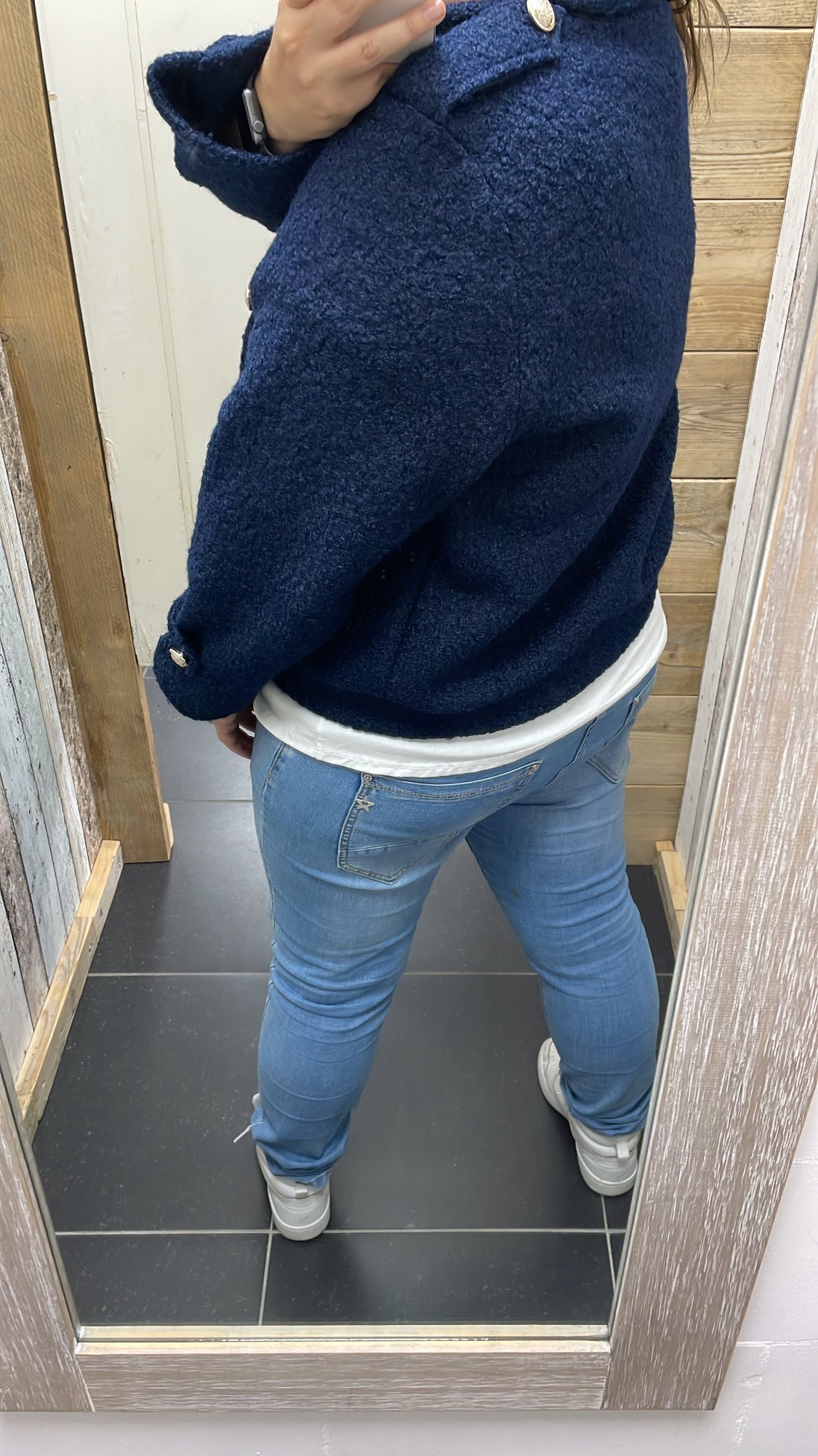 PS VEST 'TEDDY KNOOP' | JEANSBLAUW