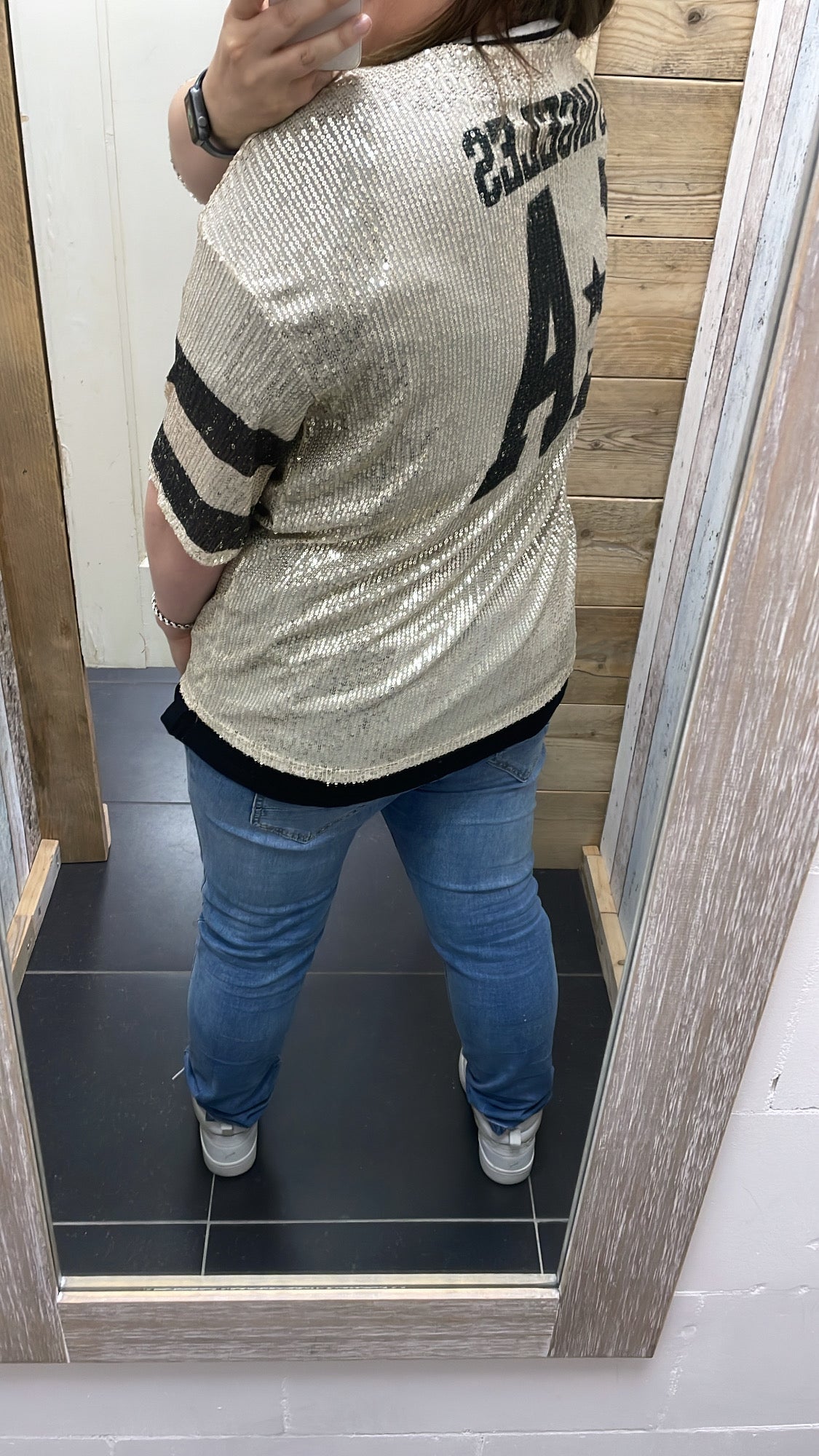 PS TOP 'PAILETTEN LA' | ZWART