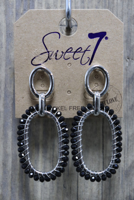 OORBELLEN ‘SWEET 7’ | ZWART/ZILVER