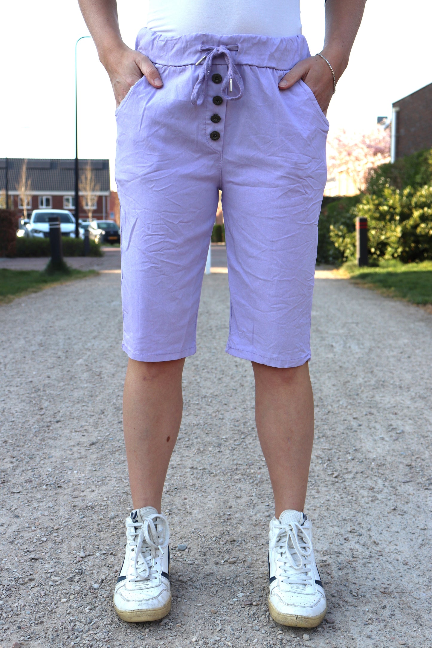 COMFY BROEK 'KORT KNOPEN’ | LILA